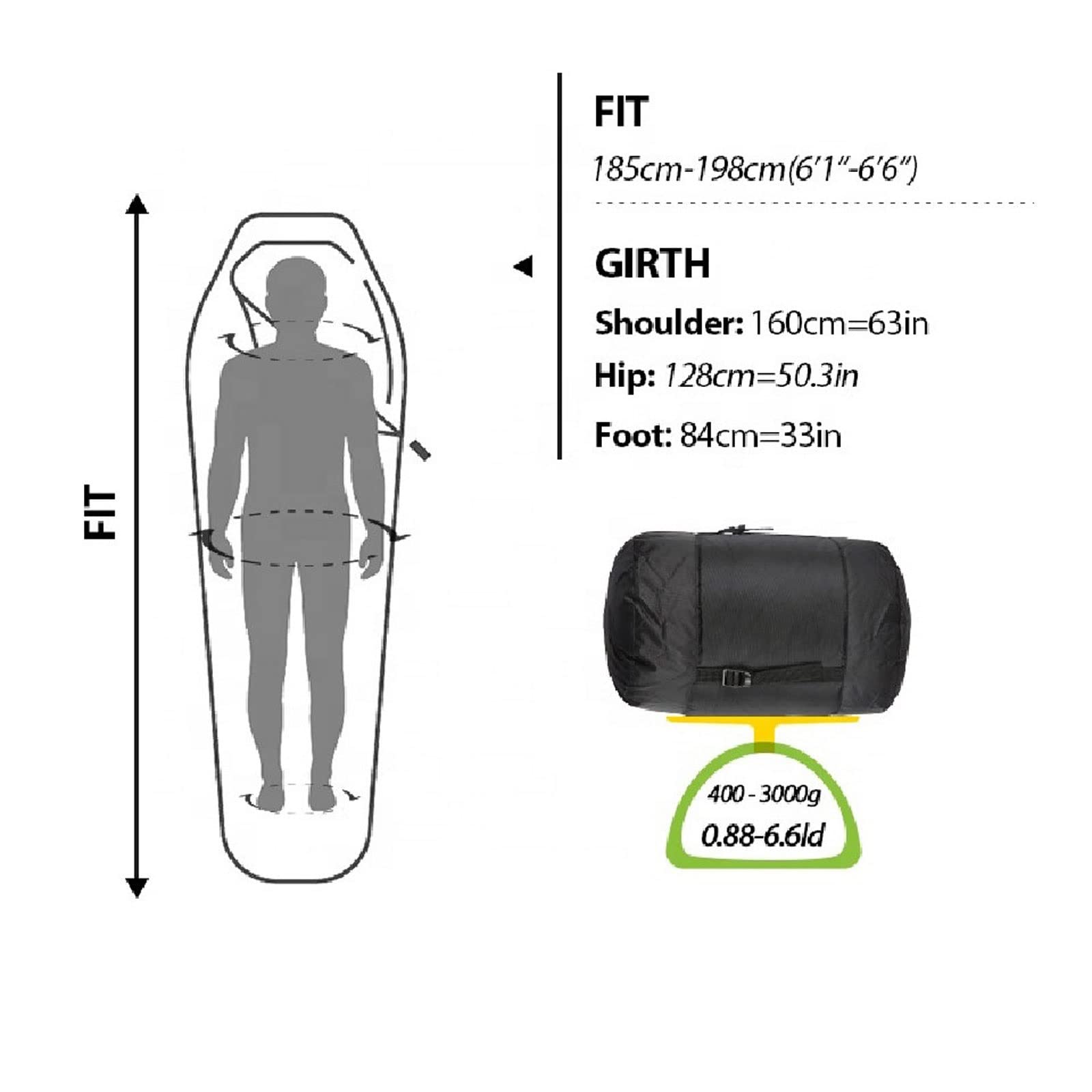 Спальний мішок MYVVKIA для 4 сезонів легкий портативний водонепроникний білий кемпінговий з компресійним чохлом, фото №2 Спальний мішок MYVVKIA для 4 сезонів легкий портативний водонепроникний білий кемпінговий з компресійним чохлом, фото №2