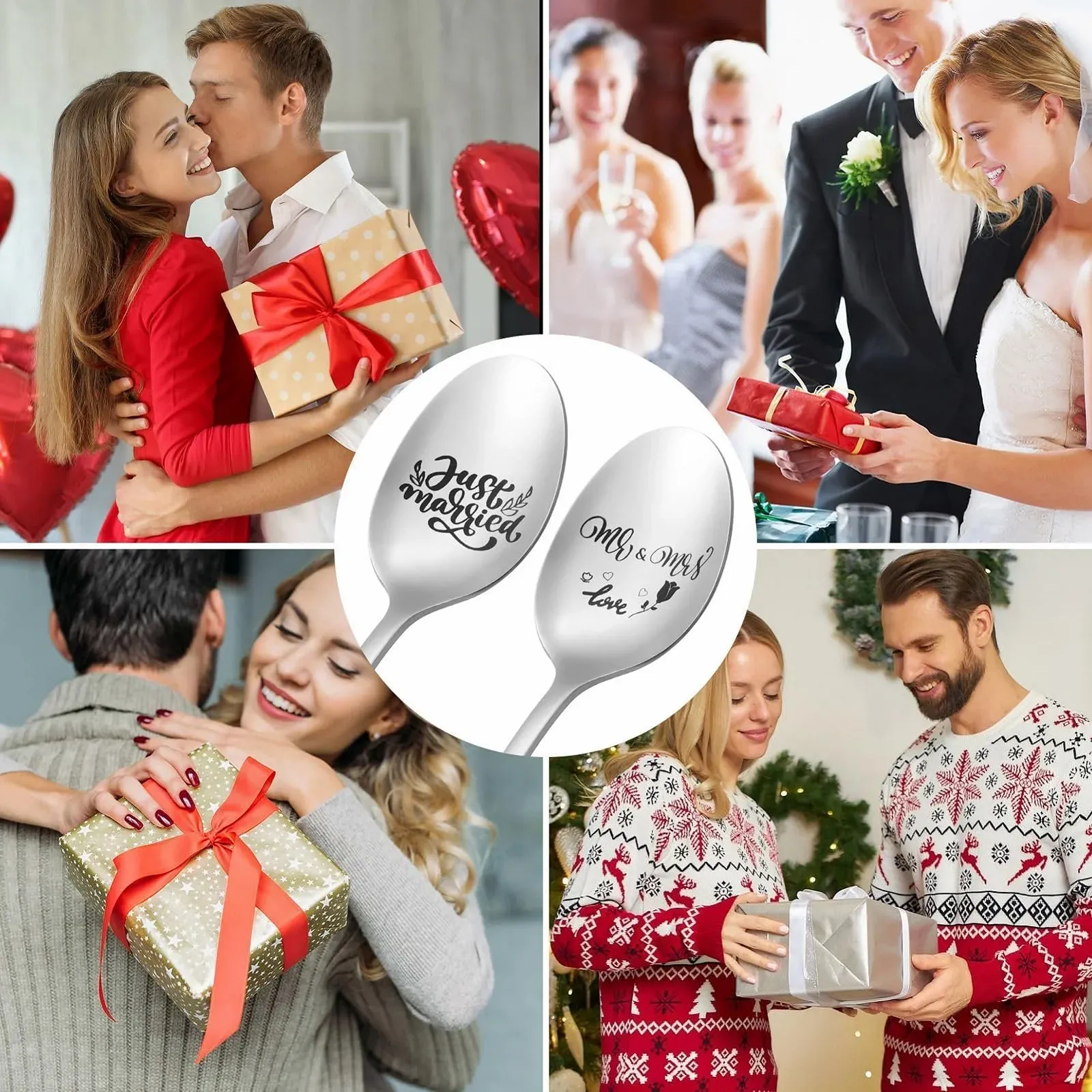 Кавова ложка з гравіюванням Mr & Mrs and Just Married, 4 шт., нержавіюча сталь, фото №6