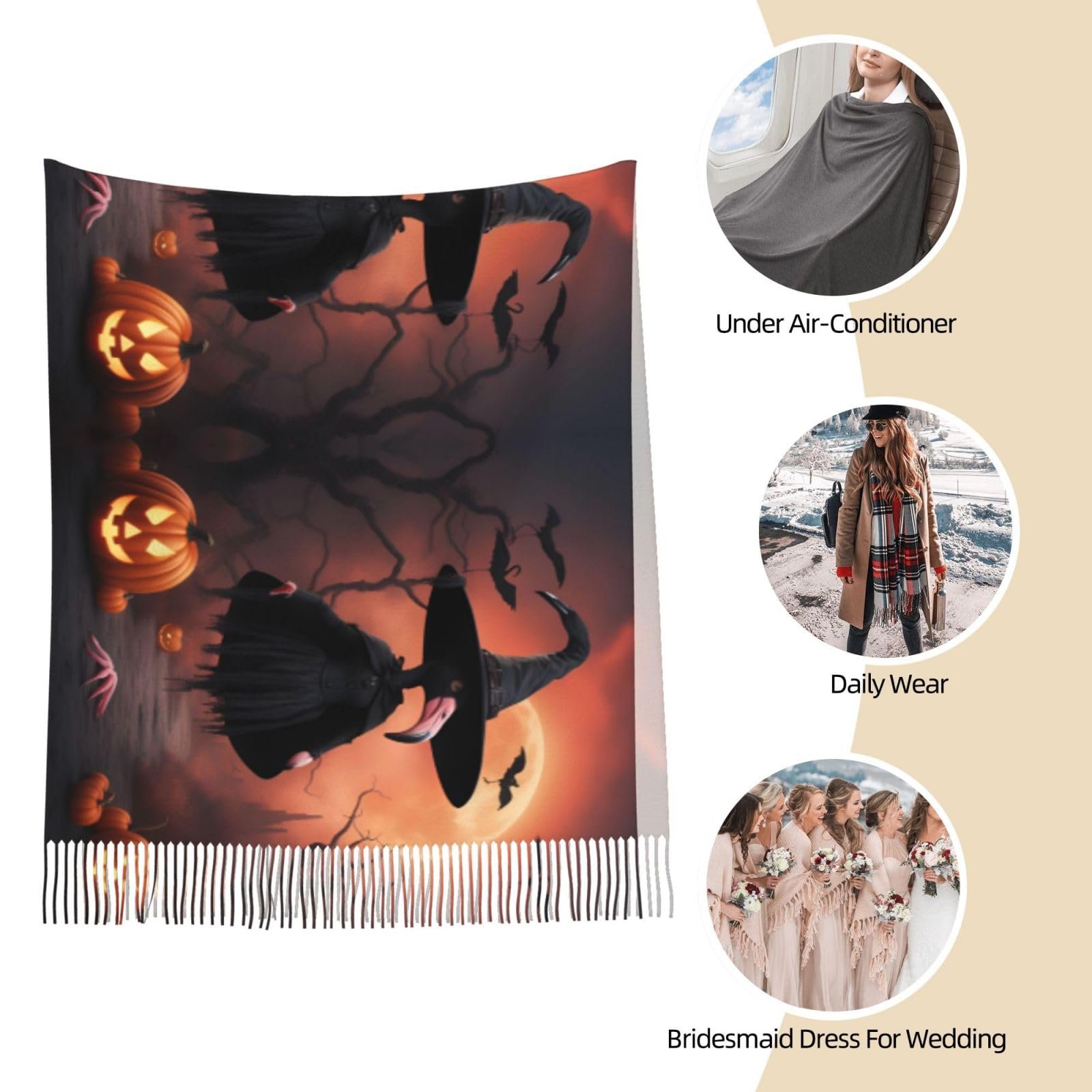Жіночий шарф-пашміна LNNIUK Halloween, зимовий шарф, фото №7