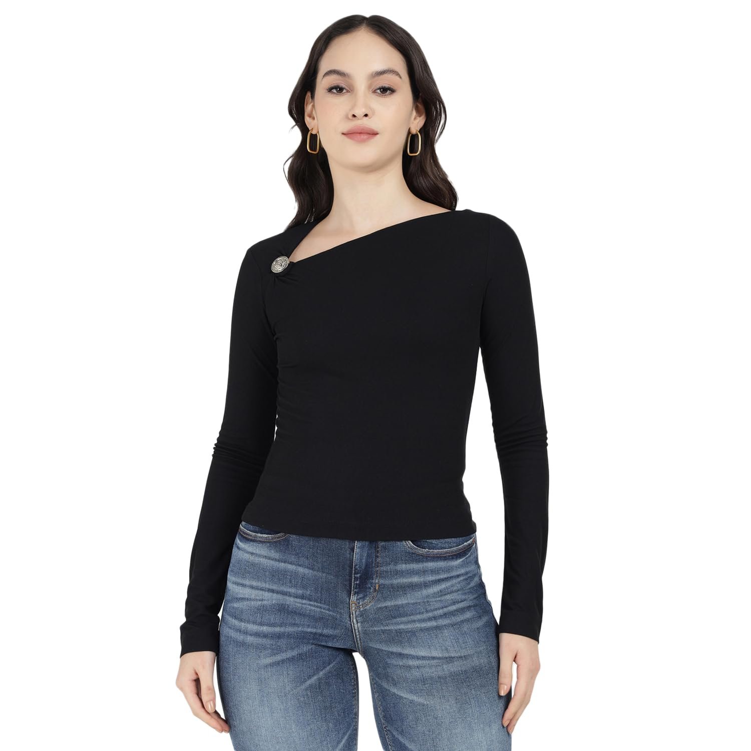 Жіночий лонгслів GUESS - Febe Top - Чорний - S, фото №1