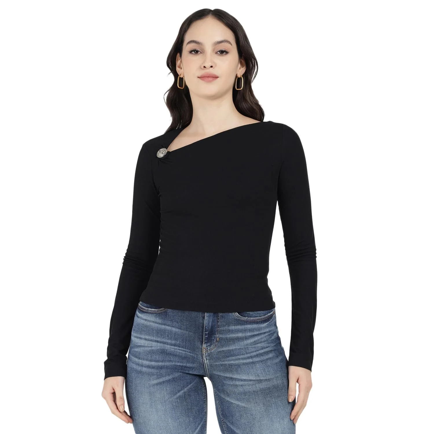 Сорочка з довгими рукавами GUESS FEBE, чорна (Jet Black), маленька, фото №1