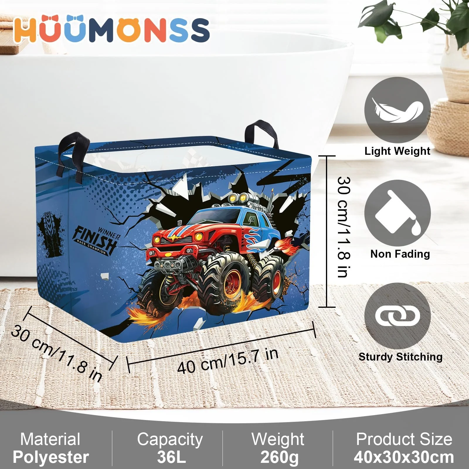 Корзина для игрушек Детская HUUMONSS 3D Car, складная для мальчиков, голубой, 36 л, фото №6 Корзина для игрушек Детская HUUMONSS 3D Car, складная для мальчиков, голубой, 36 л, фото №6
