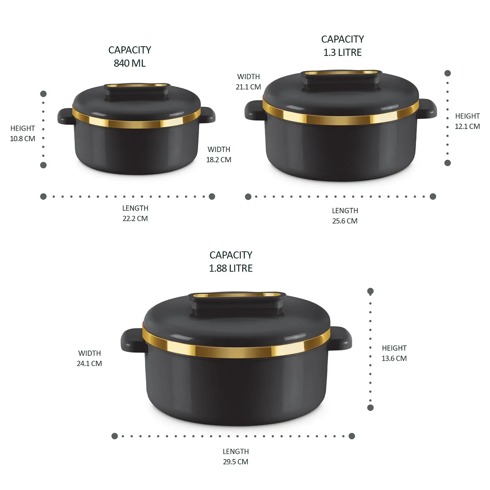 Набір термокаструль MILTON 3 предмети 2,1/1,5/1 кварта нержавіюча сталь з кришками, фото №4