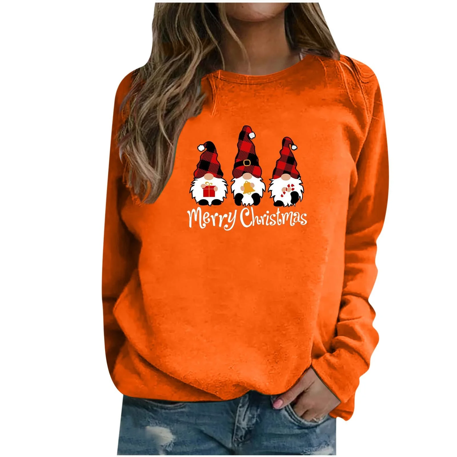 Жіноча Різдвяна Толстовка з круглим вирізом і довгим рукавом з принтом, фото №1 Жіноча Різдвяна Толстовка з круглим вирізом і довгим рукавом з принтом, фото №1
