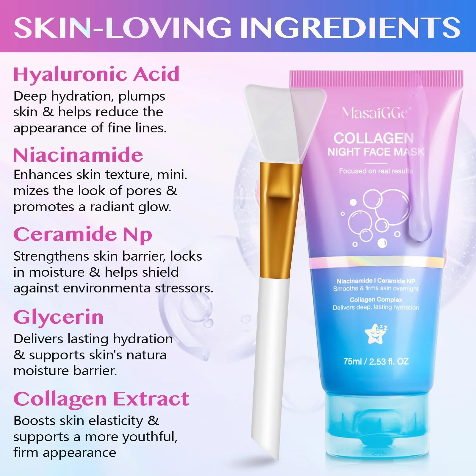 Нічна маска Collagen Wrapping Mask, колагенова маска, зменшує провисання та тьмяність, фото №8