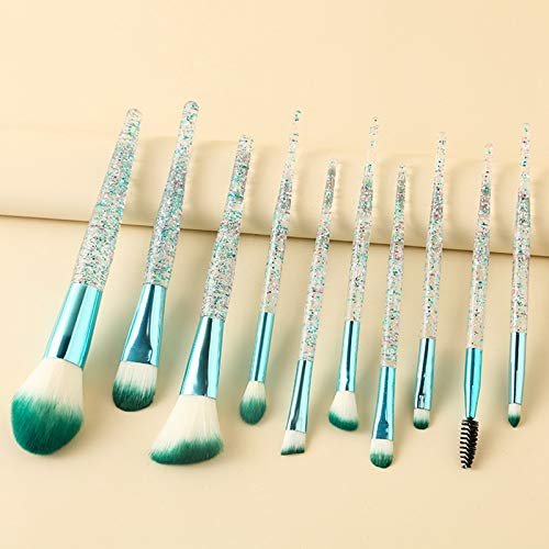 Набор кистей для макияжа Grendly Fashion 10 шт. Shinny Crystal для растушевки, контуринга лица, косметический набор - B, фото №5