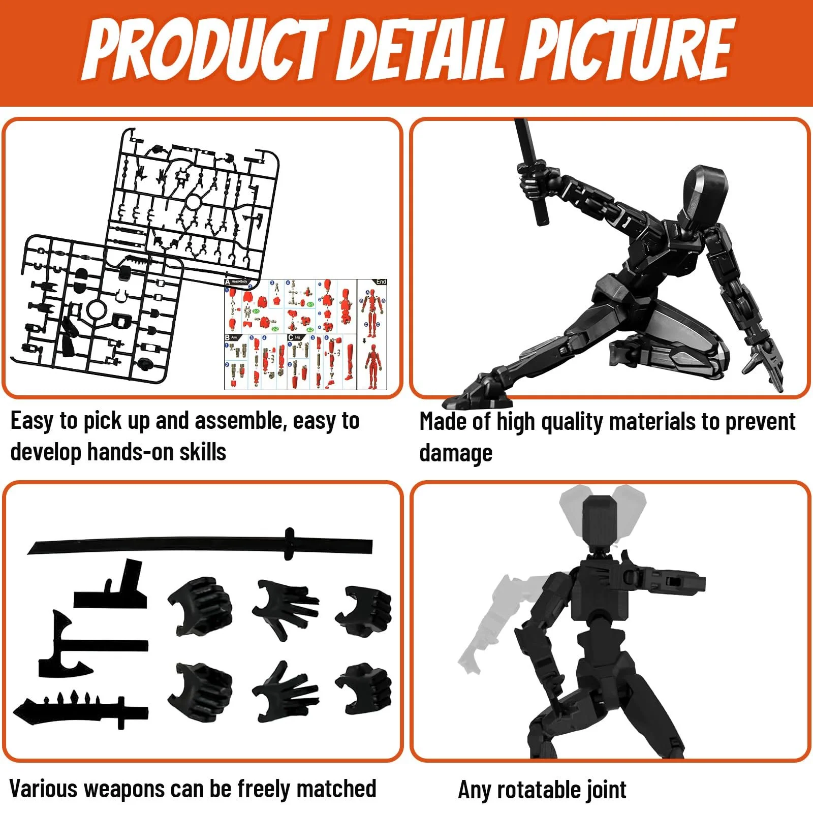 Набір фігурок ZoneYan T13 Action Figure 2 шт Чорний та Білий 3D Robot, фото №3