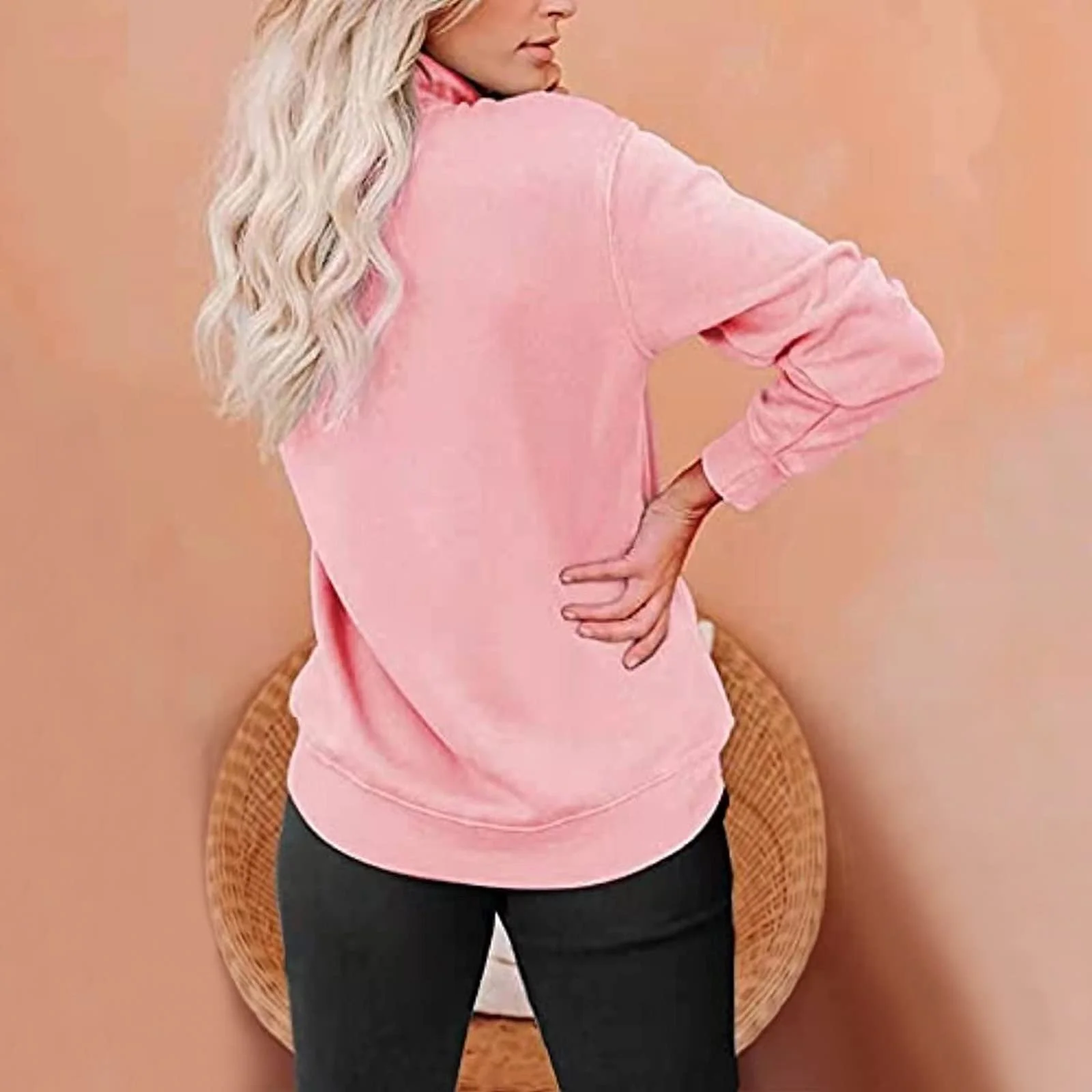 Женский свитшот с длинными рукавами на молнии 2025, милый воротник, половинная молния, V-образный вырез, одежда для тренировок, модный, осенний, фото №6