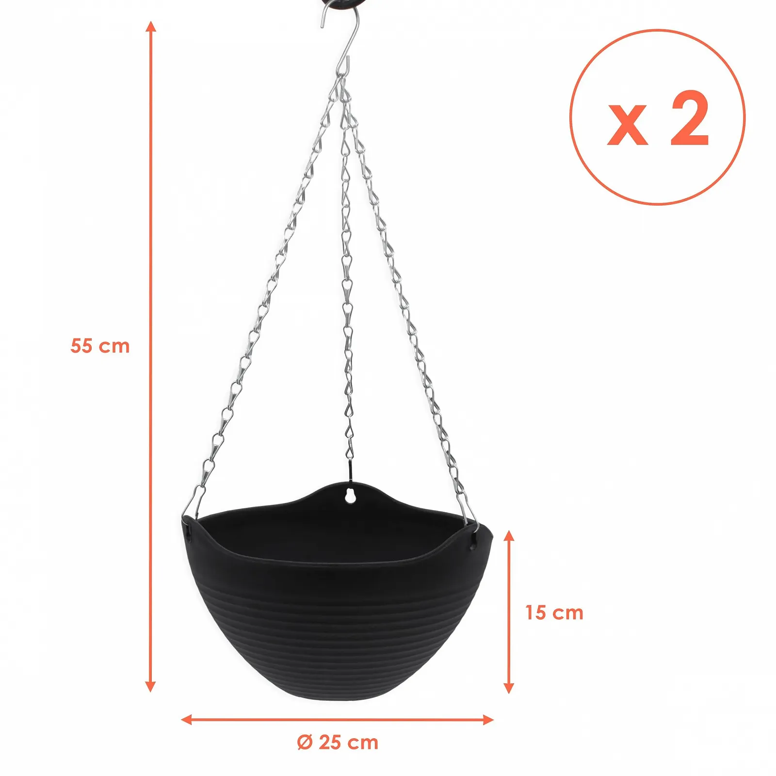 Підвісний кошик Spetebo Набір із 2 штук 25 см Пластик Антрацит, фото №2 Підвісний кошик Spetebo Набір із 2 штук 25 см Пластик Антрацит, фото №2