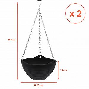 Підвісний кошик Spetebo Набір із 2 штук 25 см Пластик Антрацит synthetic.ua - Фото 1
