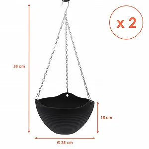 Подвесная корзина Spetebo Набор из 2 штук 25 см Пластик Антрацит synthetic.ua - Фото 1