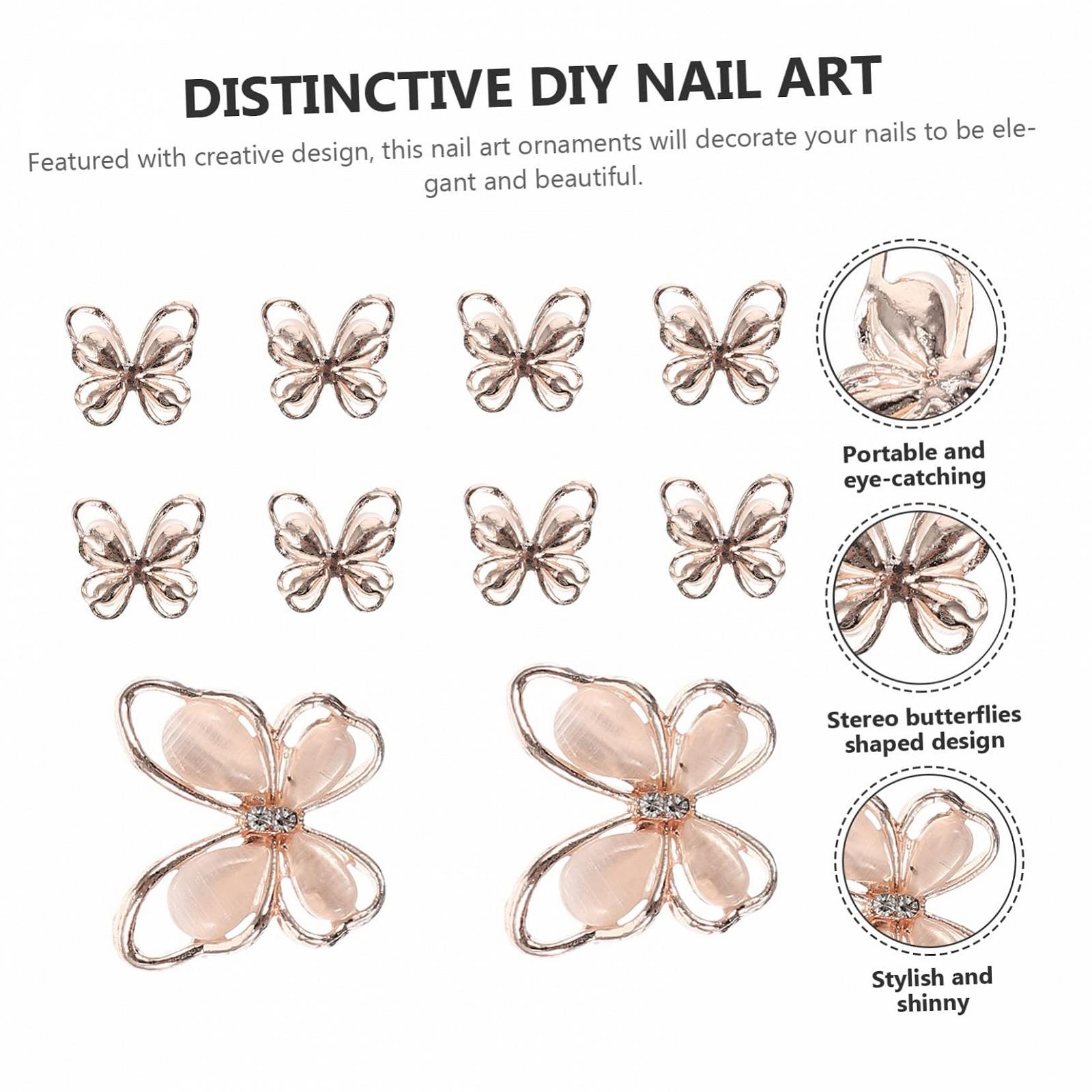 Патчи для ногтей Healeved Бабочки 3D, золотистый цвет, 30 шт, фото №9