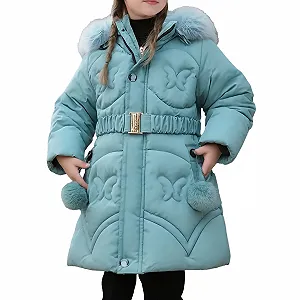 Зимняя Куртка для Девочек Sfwqoifou, Утепленная, Зимнее Детское Пальто, Теплая Ветрозащитная Парка, Детские Куртки, Утолщенная Куртка с Длинными Рукавами для Активного Отдыха, Элегантная Стеганая Куртка - Фото 1