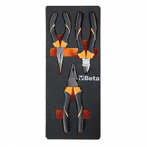 Набор инструментов Beta M134 в пенной вставке (3 предмета: диагональные кусачки, универсальные плоскогубцы и плоскогубцы с полукруглыми губками) Черный/Оранжевый - Фото 1