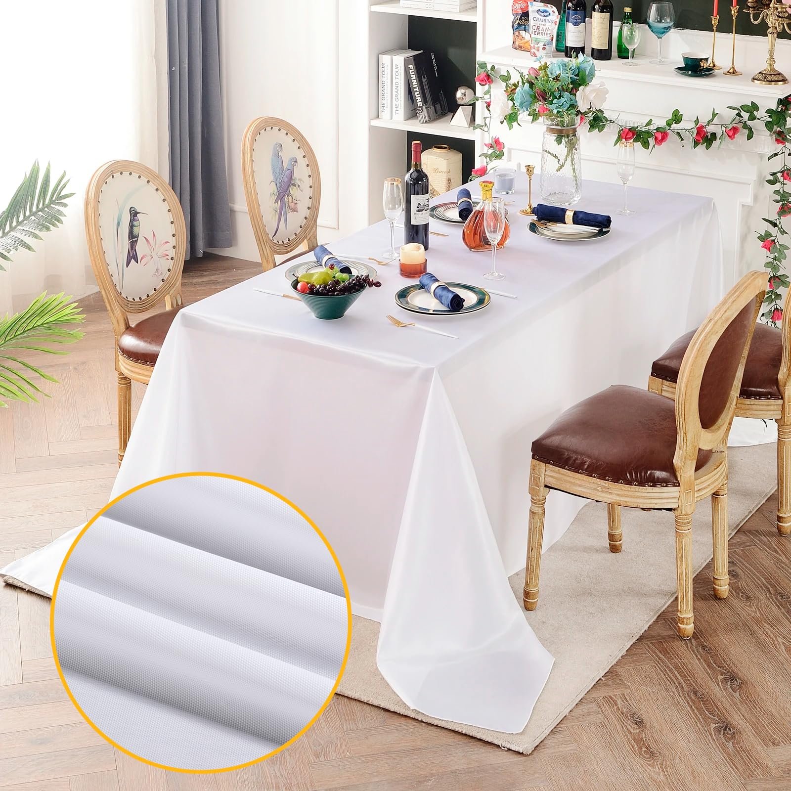 Набор одноразовых скатертей (7 шт.) 137 x 274 см White Plastic PEVA, фото №4