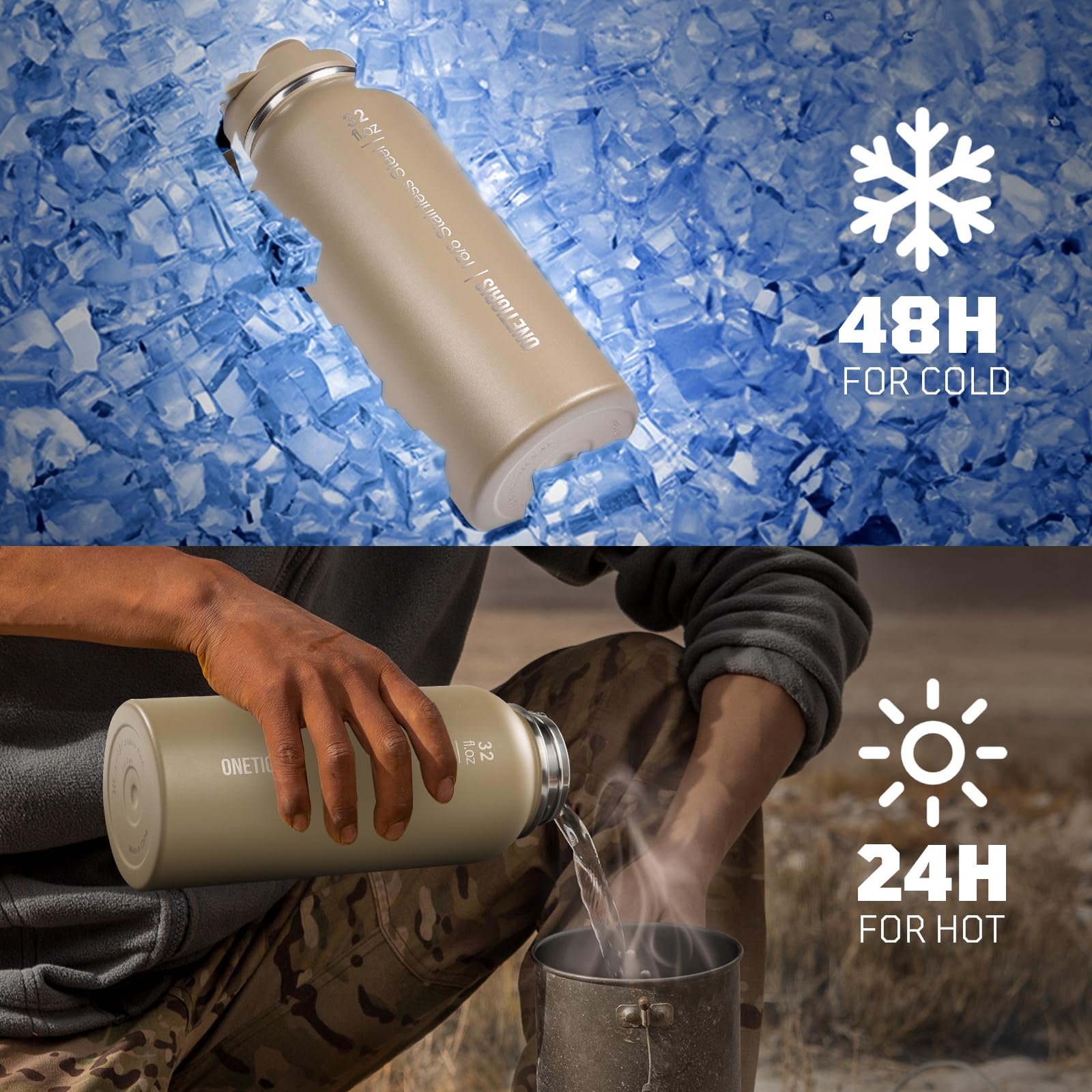 Термопляшка OneTigris 0.9 л (32 oz) Нержавіюча сталь 18/8 Coyote Brown, фото №2 Термопляшка OneTigris 0.9 л (32 oz) Нержавіюча сталь 18/8 Coyote Brown, фото №2