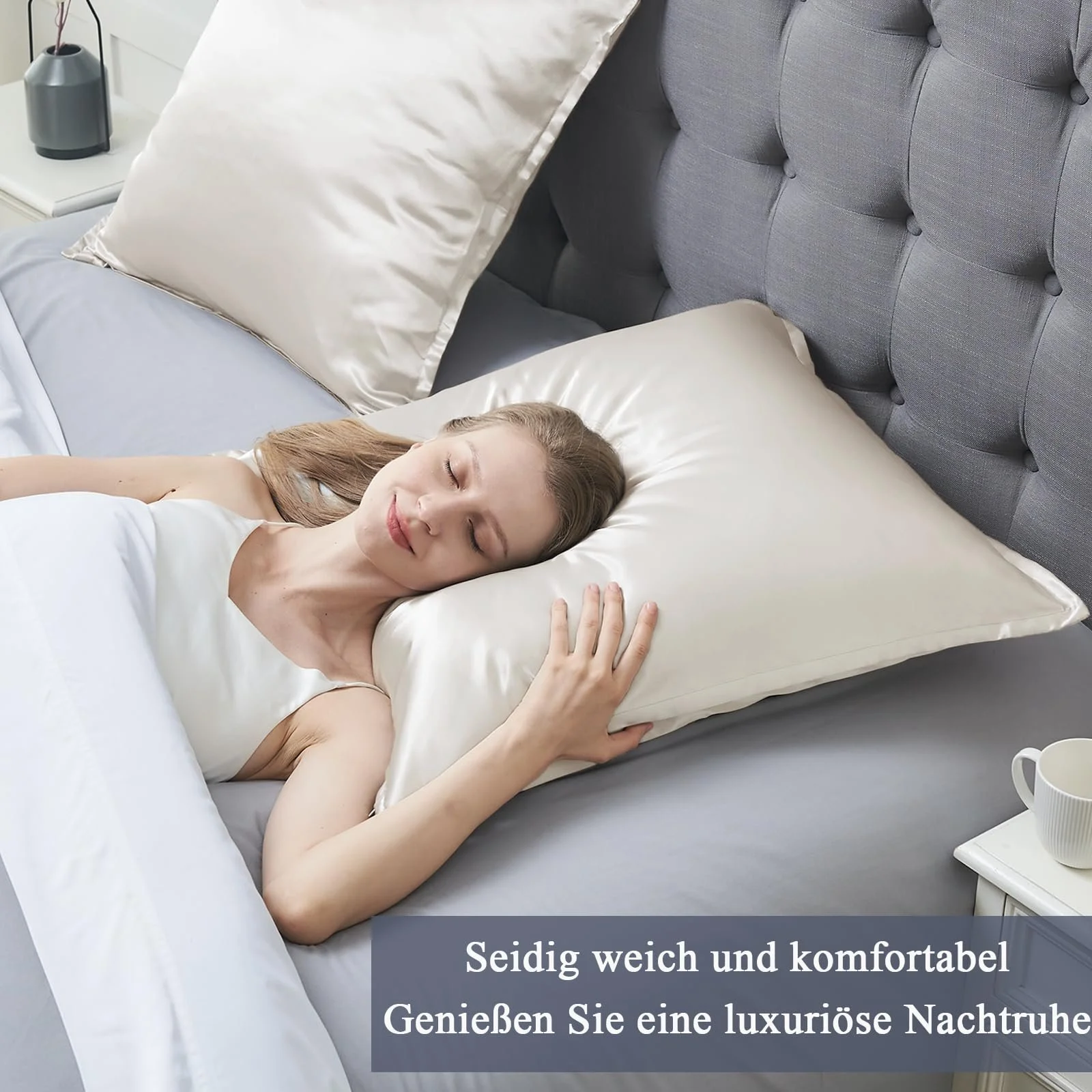 Набор наволочек атласных Vielit 2 шт 80 x 80 см с молнией, бежевый, фото №2 Набор наволочек атласных Vielit 2 шт 80 x 80 см с молнией, бежевый, фото №2