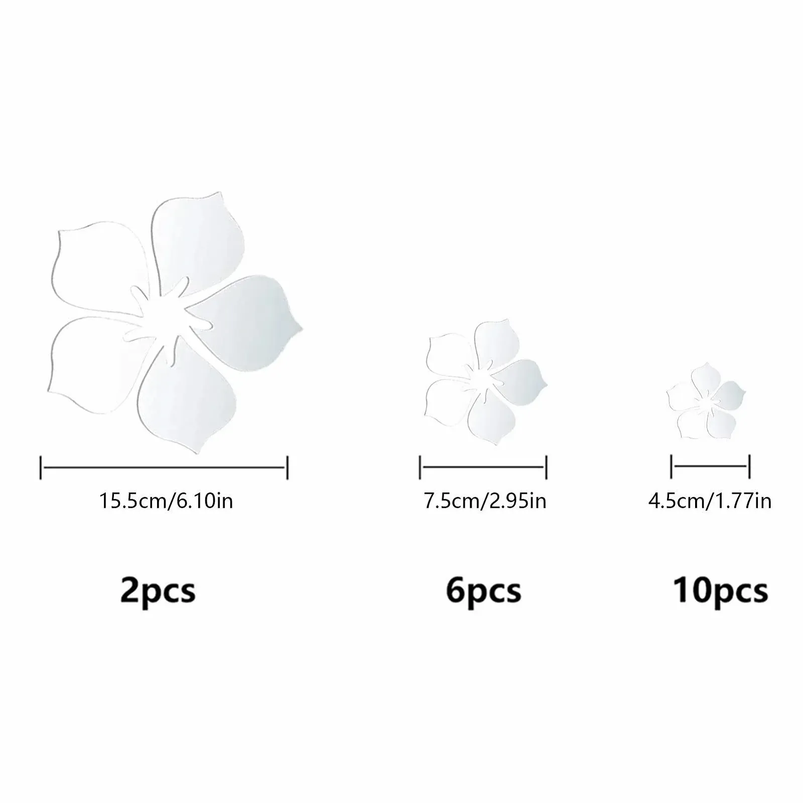 Наклейки на стіну Flower Mirror Квіткове дзеркало самоклеючі 18 шт. Creative Mirror Stickers, фото №5