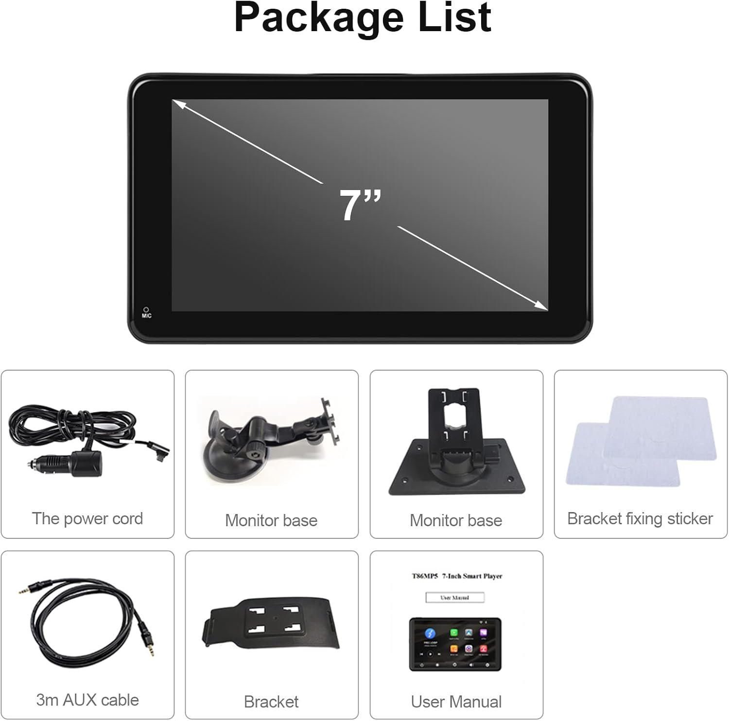 Автомагнітола Podofo SH4AMPOD / 7" / Сенсорна / Apple CarPlay / Android Auto / Wi-Fi / GPS / Bluetooth / USB / AUX, фото №7