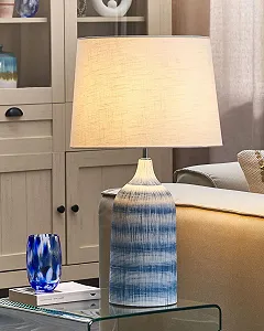 Настільна лампа Beliani Georgina Ceramic 66 см Синій Білий synthetic.ua - Фото 1