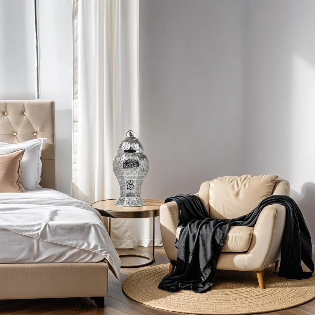 Набір із 2 настільних ламп Marrakech Jaleel 40 см Металеві E27 Сріблясті, фото №5