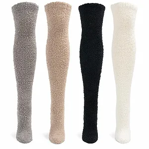 Жіночі пухнасті товсті шкарпетки, набір з 4 пар - Фото 1