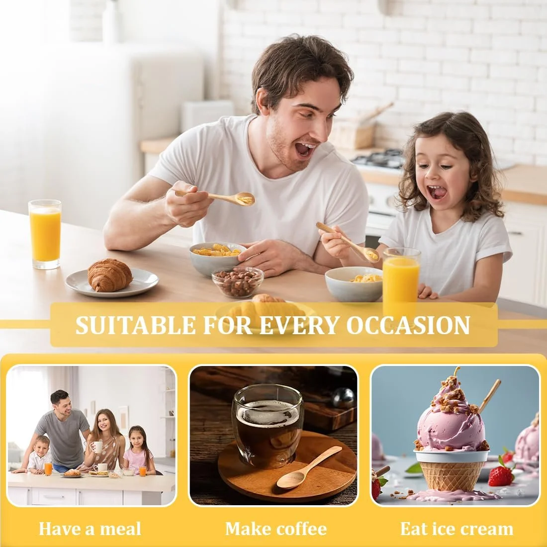 Ложка для супу дерев'яна Набір з 3 штук, фото №5