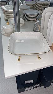 Блюдо глибоке на золотих ніжках 24х24 см порцеляна Bernadotte - Фото 1