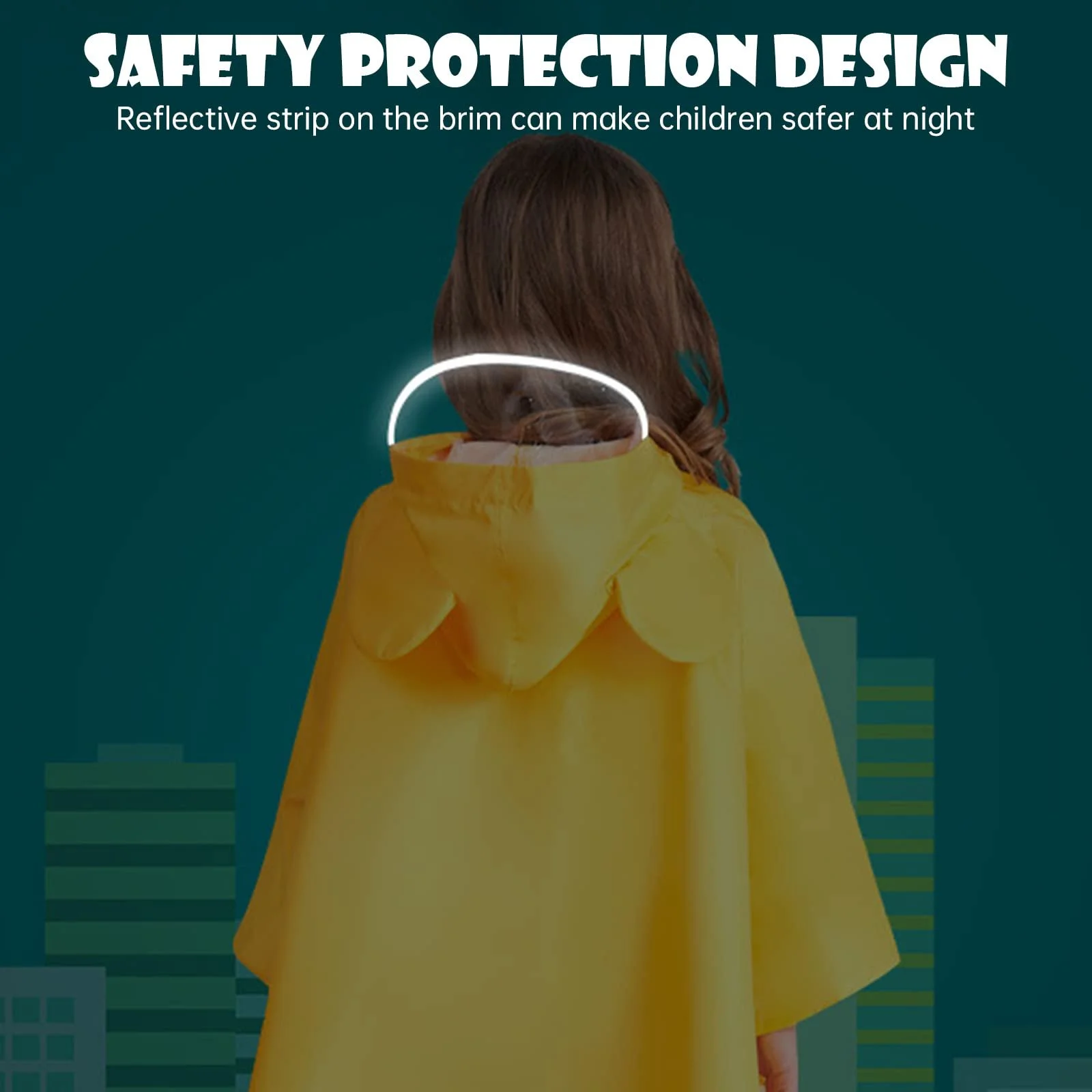 Детское дождевое пончо BWBIKE Водонепроницаемый дождевик Плащ Складная дождевая одежда Милый детский дождевик Унисекс Легкий школьный рюкзак Водонепроницаемый капюшон Дождевик, фото №6