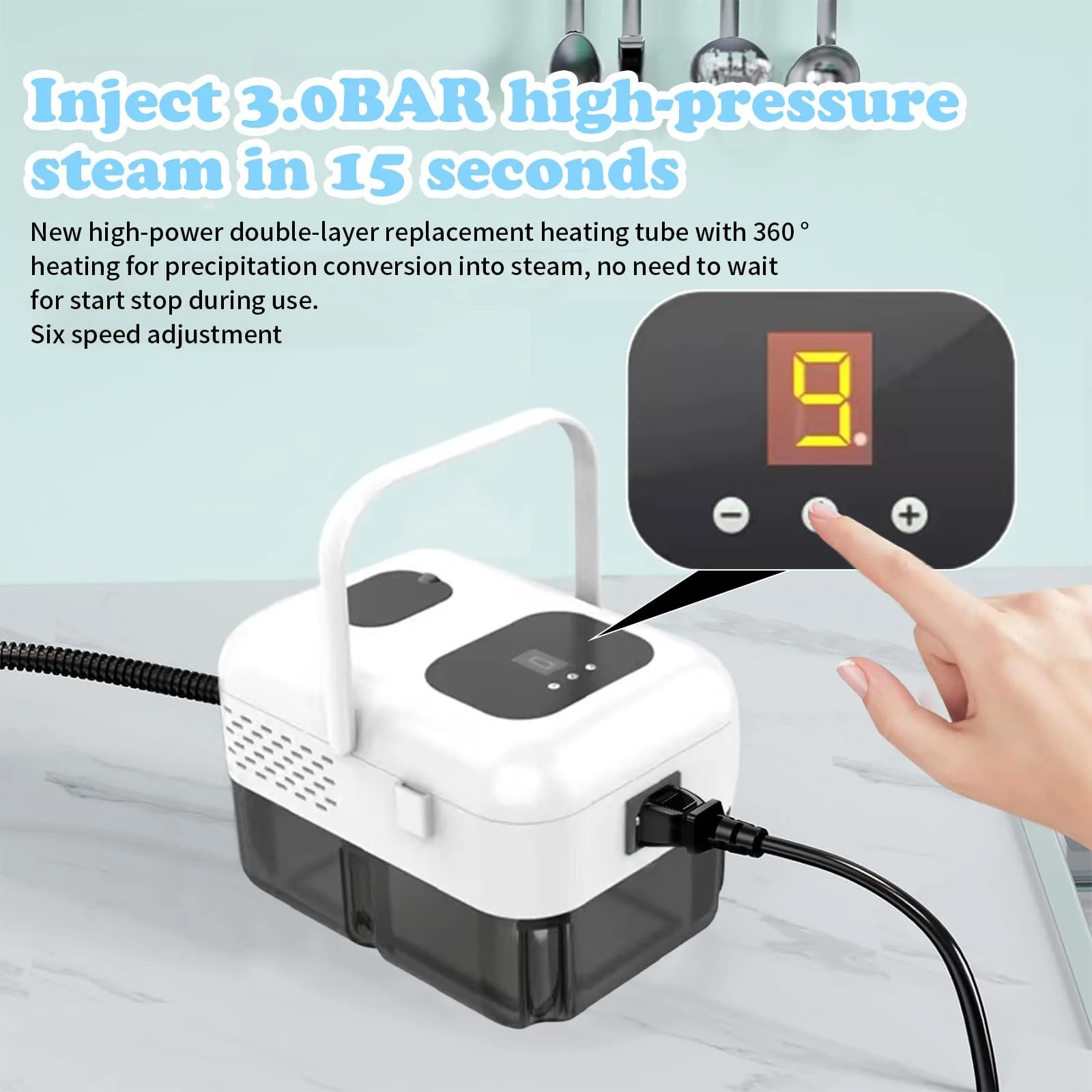 Пароочисник ручний 2500 W 3.0 Bar 1200 ml, фото №5