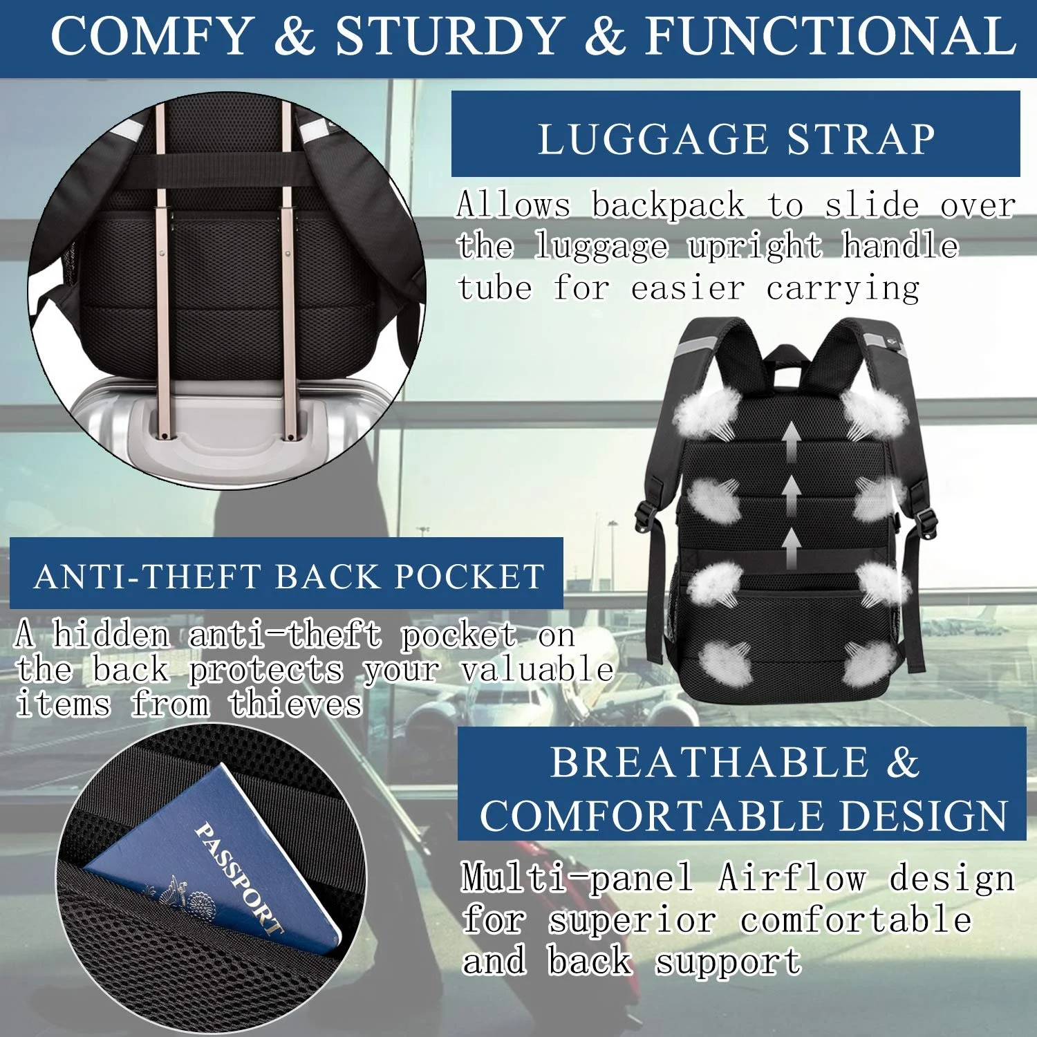 Рюкзак для ноутбука 17-Inch 50L Waterproof USB Charging Port Anti-Theft Black, фото №6 Рюкзак для ноутбука 17-Inch 50L Waterproof USB Charging Port Anti-Theft Black, фото №6