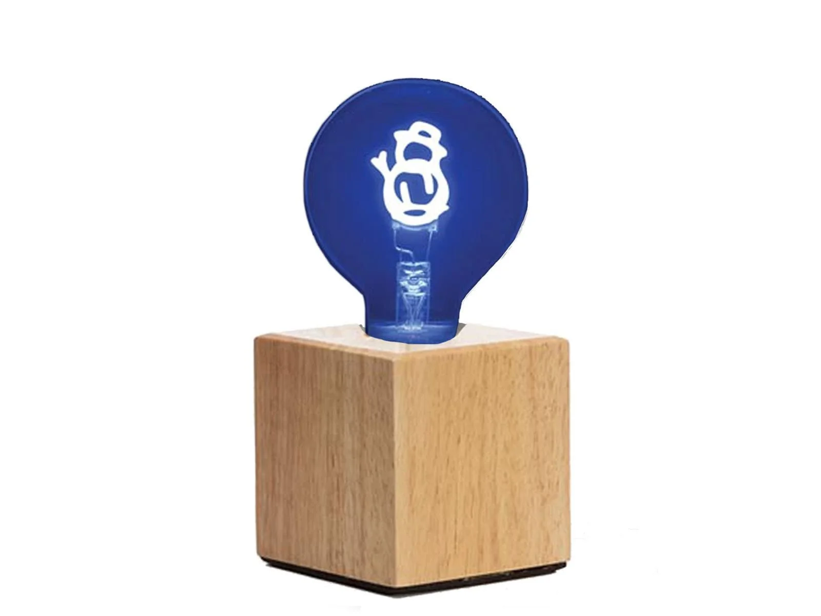 Настільна лампа meineWunschleuchte Cube Дуб 9 x 9 см з декоративною лампою Сніговик., фото №1