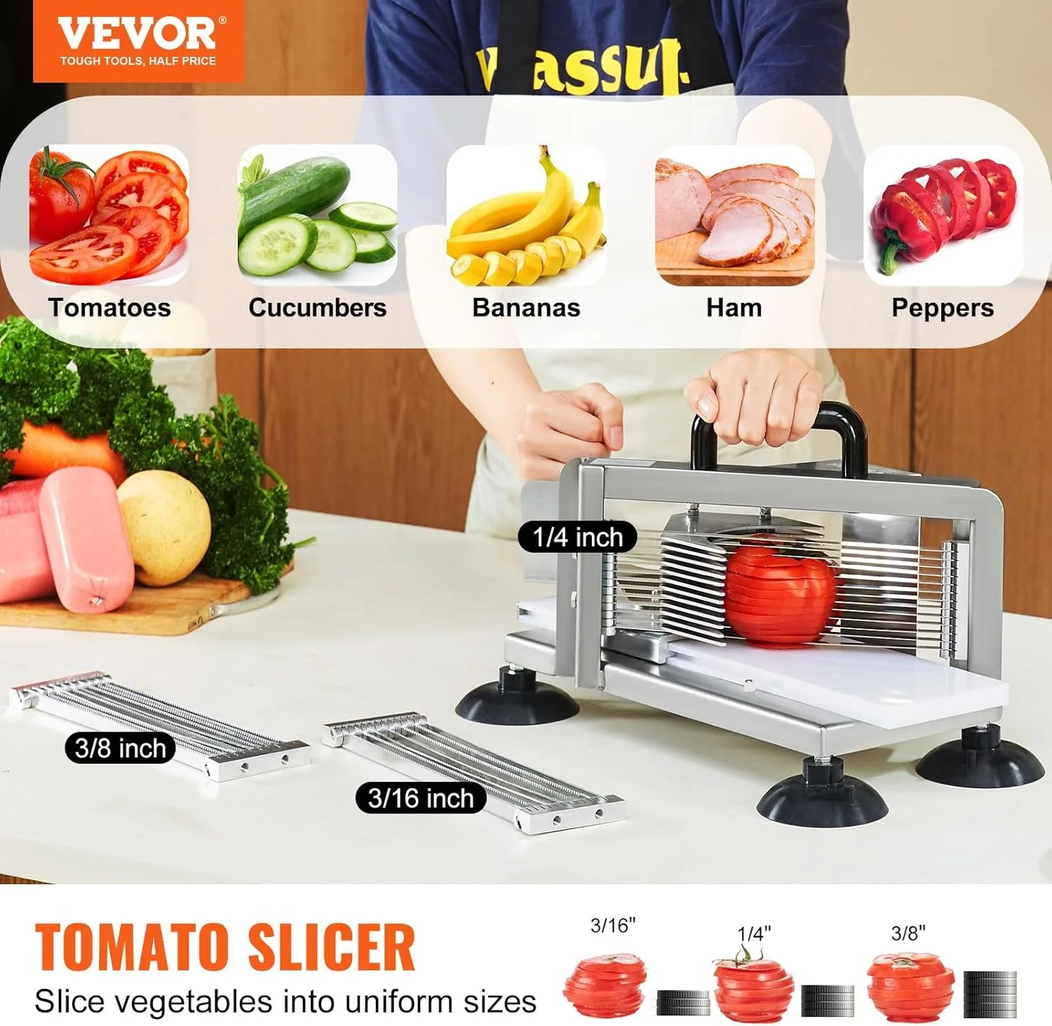 Овочерізка VEVOR AY450-4 / Ручна / Нержавіюча сталь / Сріблястий, фото №6 Овочерізка VEVOR AY450-4 / Ручна / Нержавіюча сталь / Сріблястий, фото №6