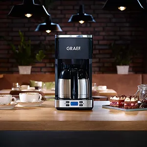 Кофеварка капельная GRAEF FK512 с таймером и стальным термосом-кувшином черная synthetic.ua - Фото 1