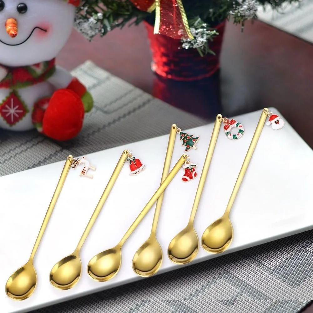 Набір з 6 різдвяних ложок, кавові з нержавіючої сталі, фото №5 Набір з 6 різдвяних ложок, кавові з нержавіючої сталі, фото №5