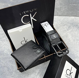 Подарунковий набір Calvin Klein ремінь і кошелек в деревʼяній коробочці - Фото 1