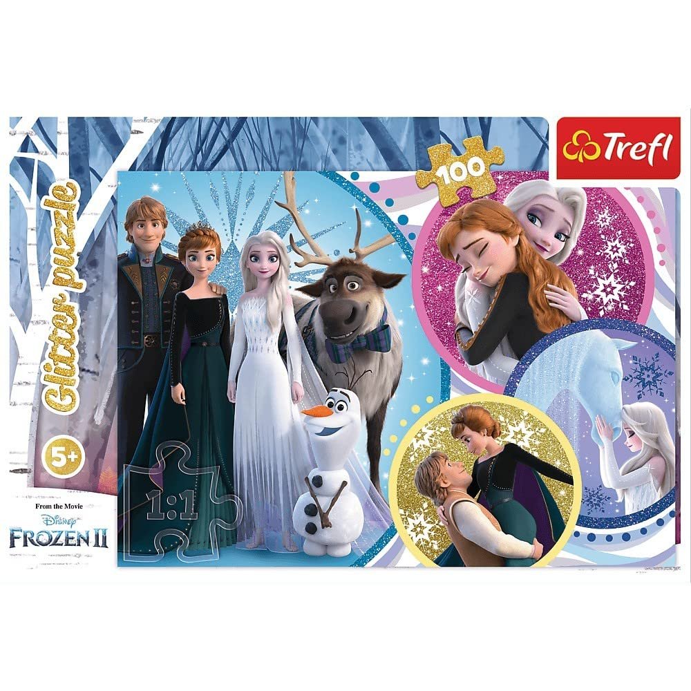 Пазл Trefl Disney Frozen II Glitter in the Glow of Love 100 деталей с блестками, фото №3 Пазл Trefl Disney Frozen II Glitter in the Glow of Love 100 деталей с блестками, фото №3