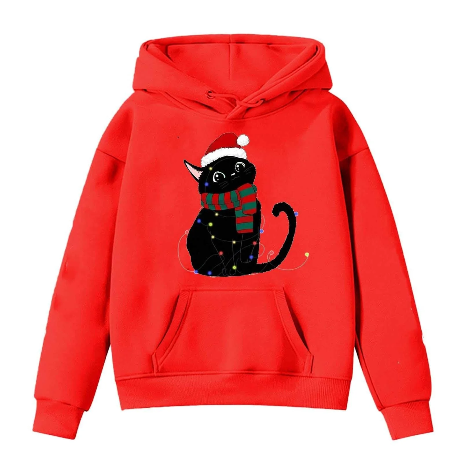 Рождественская толстовка для девочки, смешной рождественский пуловер с капюшоном, рождественский свитер с длинными рукавами и рождественским мотивом, уютная рождественская одежда, повседневный рождественский костюм, фото №1
