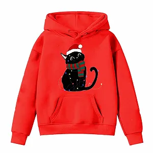 Рождественская толстовка для девочки, смешной рождественский пуловер с капюшоном, рождественский свитер с длинными рукавами и рождественским мотивом, уютная рождественская одежда, повседневный рождественский костюм - Фото 1