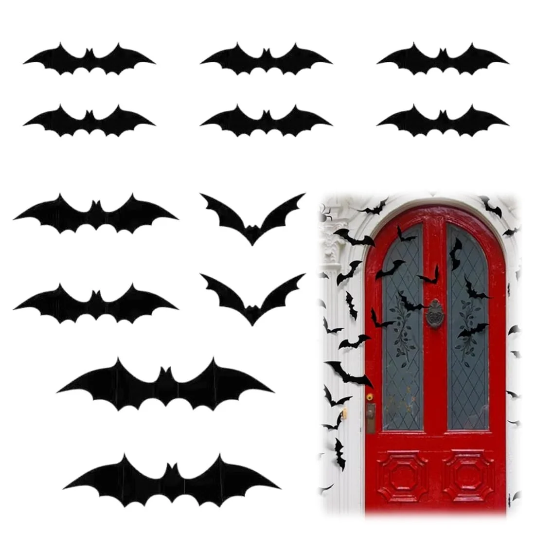 Наклейки на стіну Quesuc Halloween Bat 3D 12 шт. Black, фото №1 Наклейки на стіну Quesuc Halloween Bat 3D 12 шт. Black, фото №1