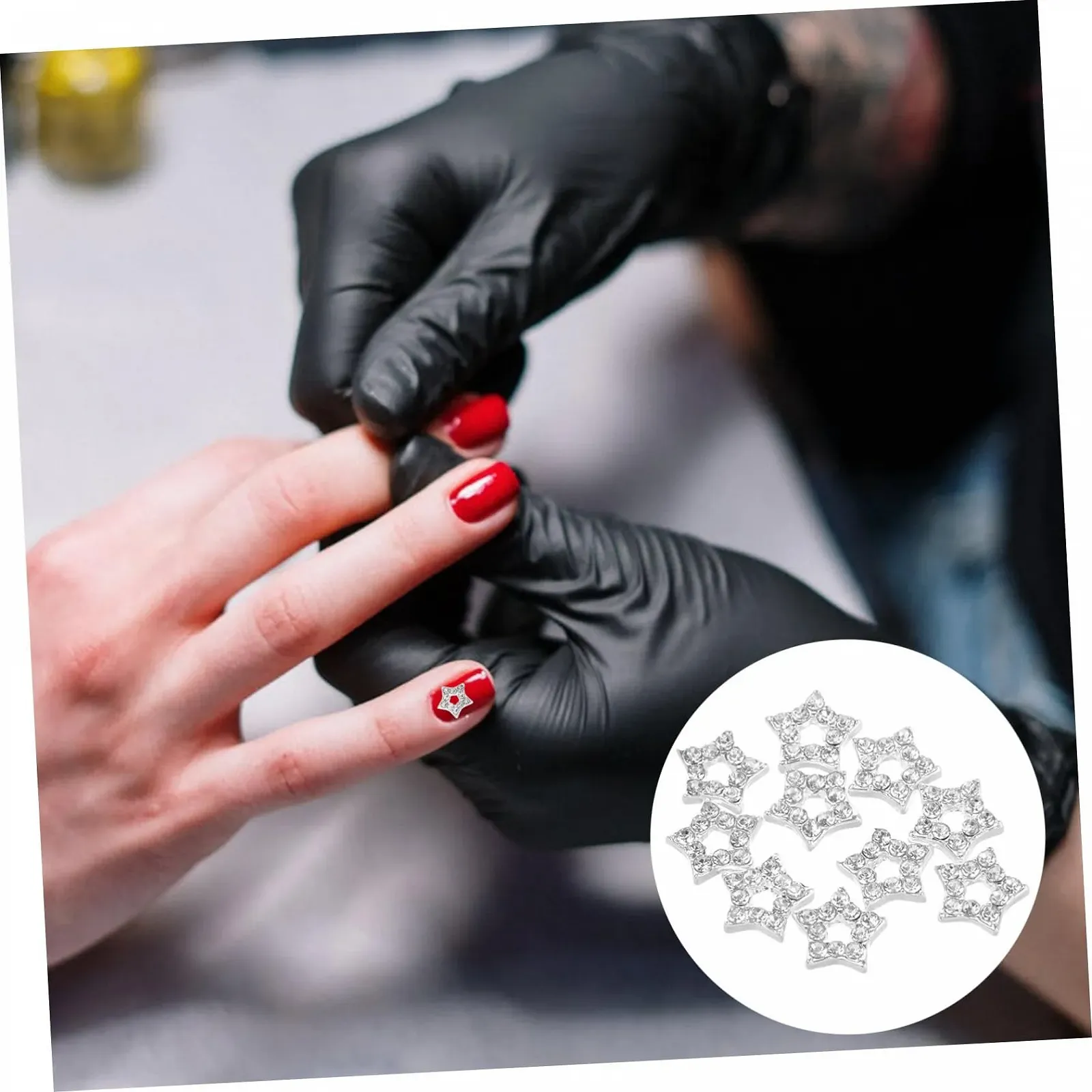 Подвеска для ногтей FRCOLOR, 10 шт., серебристый цинковый сплав, фото №2