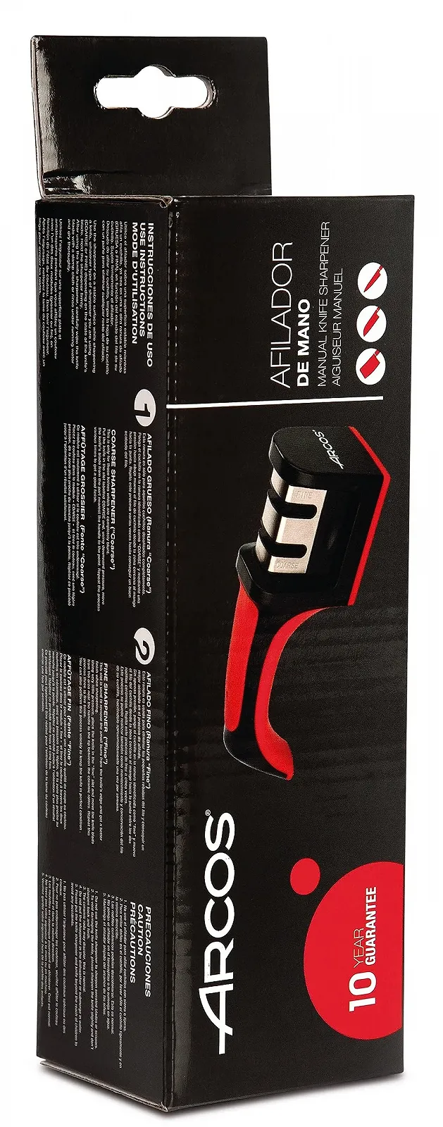 Ручная точилка для ножей ARCOS Профессиональная с керамическими и углеродными роликами Красно-черная, фото №4