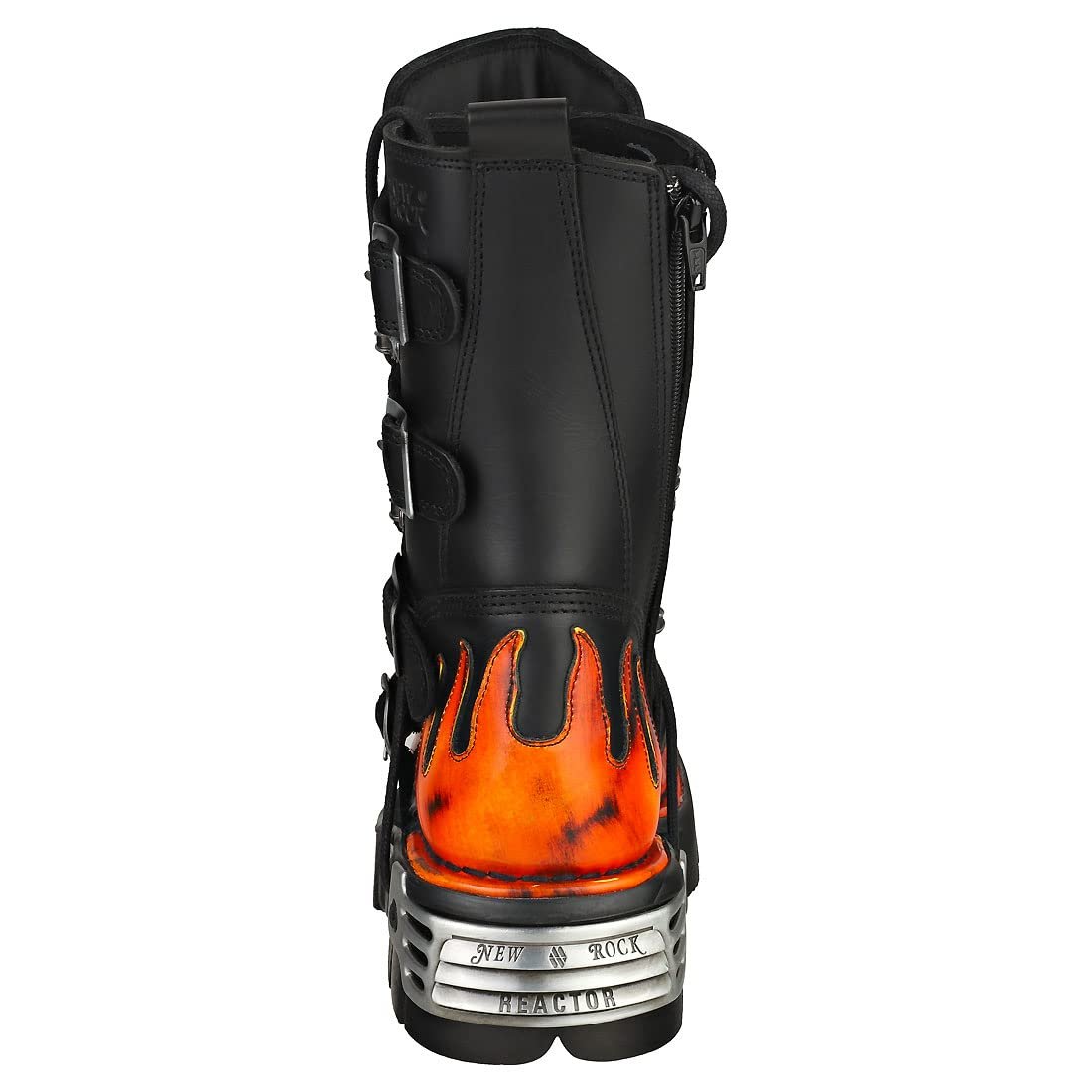 Черевики New Rock Reactor Black Pulik Fire Buckles Шкіряні Metallic Flames Black M.591-S16, фото №4