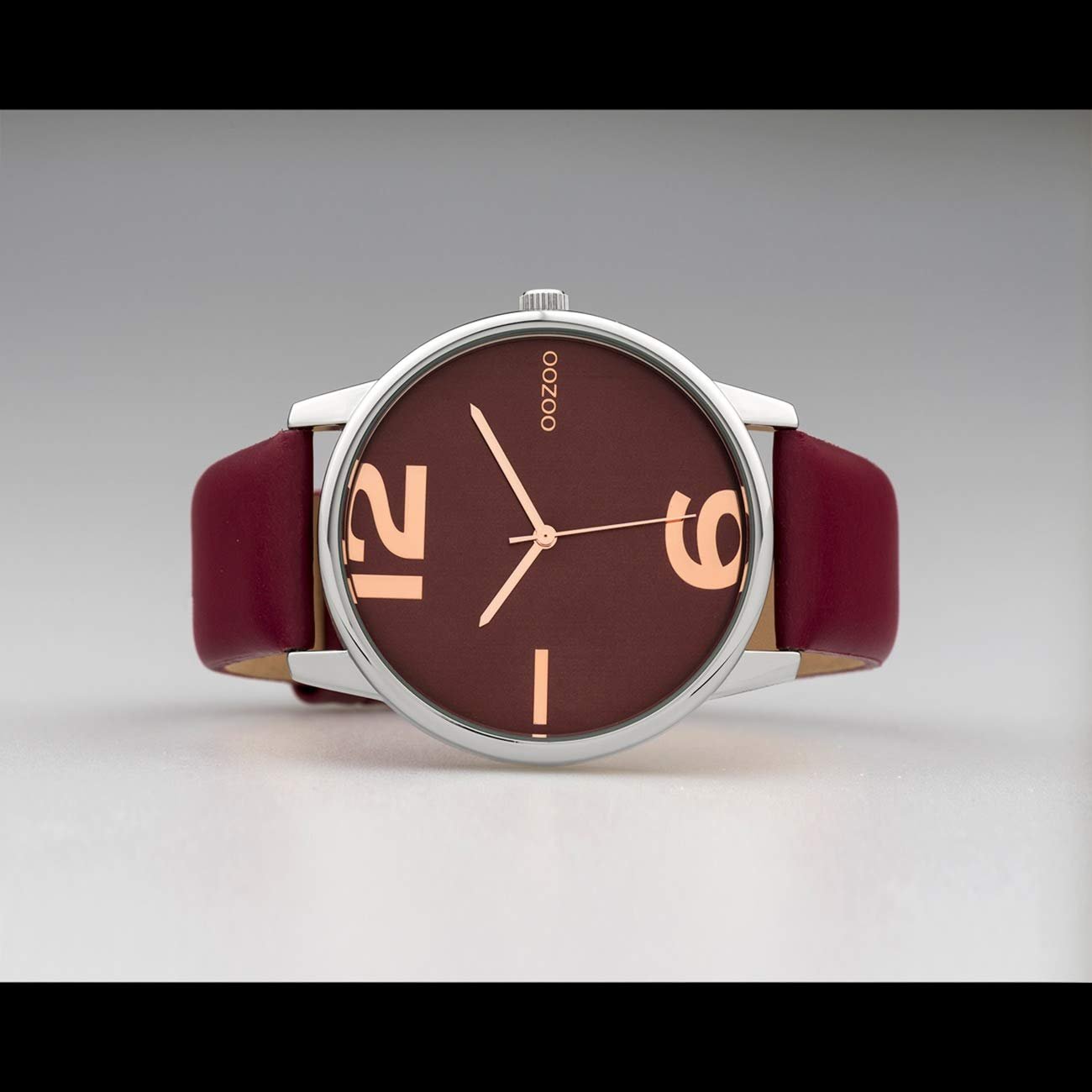 Женские часы Oozoo Кожаный ремешок 45 мм Серебристый/Бордово-красный C10373, Серебристо-бордово-красный, Ремешок., фото №5 Женские часы Oozoo Кожаный ремешок 45 мм Серебристый/Бордово-красный C10373, Серебристо-бордово-красный, Ремешок., фото №5