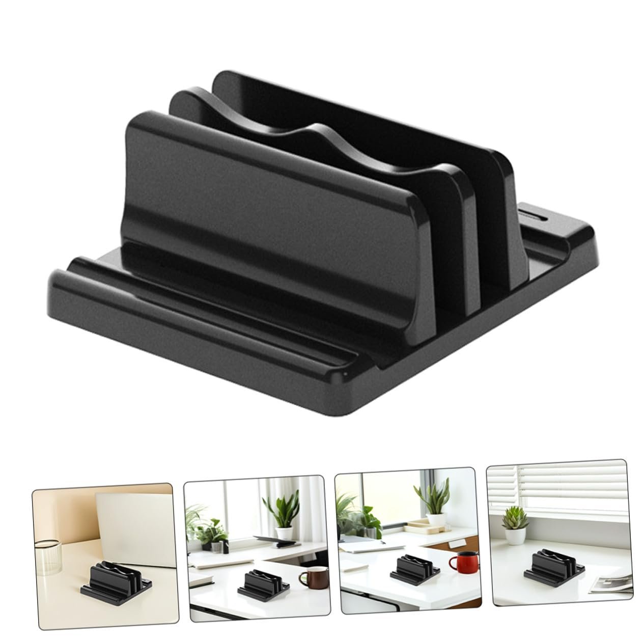 Вертикальная Подставка для Ноутбука с Двойными Слотами Регулируемая Экономия Пространства Держатель для Ноутбука Планшета и Книг Прочный Органайзер для Стола и Рабочего места, фото №9