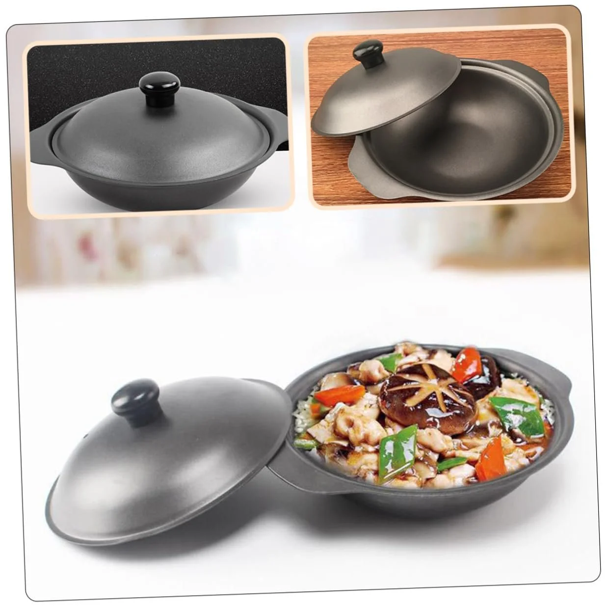 Каструля-жаровня OUNONA 18 см чавунна ударостійка кислотостійка енергоощадна, фото №4