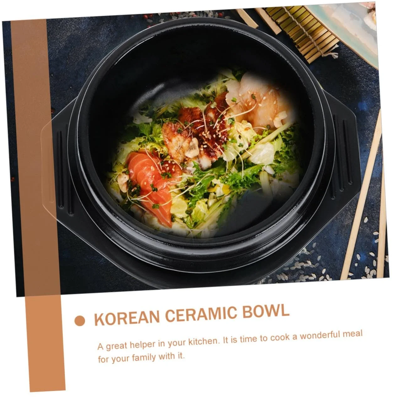 Кастрюля Toyvian Bibimbap керамическая круглая с термостойким подносом, фото №8