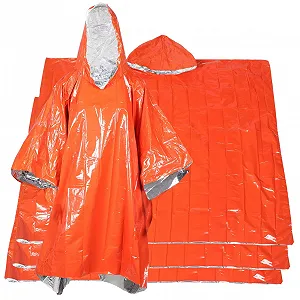 Пончо DIKACA, 4 шт., ізольований, аварійний, для дорослих, для виживання на відкритому повітрі, одноразовий - Фото 1