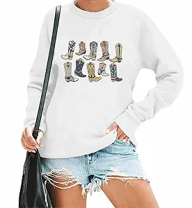 Женская толстовка с ковбойскими сапогами Cowgirl Boots Винтажная графическая толстовка в стиле вестерн, кантри и ковбойской музыки - Фото 1