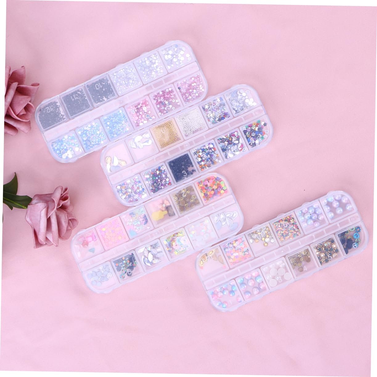 Прикраса для нігтів 4 шт 12 Кристалів Блискучий декор, фото №6